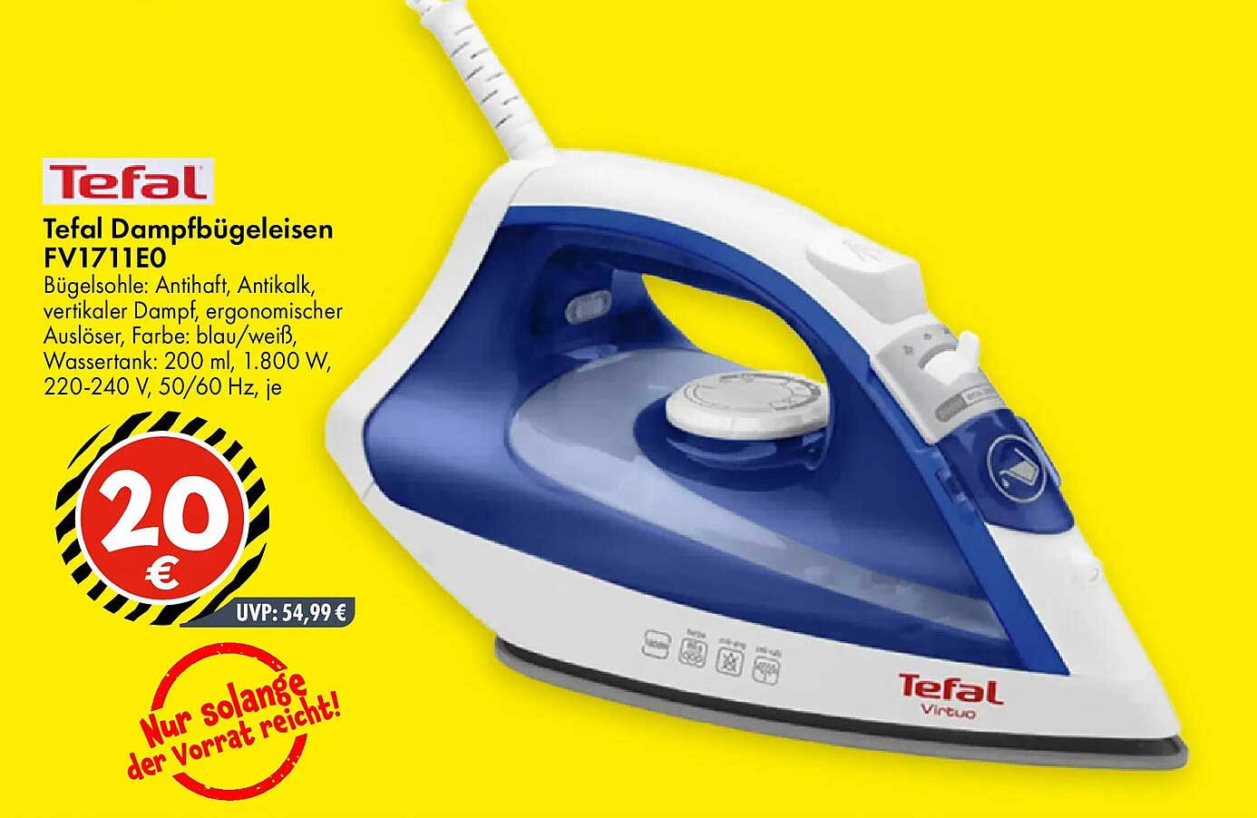 Tefal Dampfbügeleisen FV1711E0