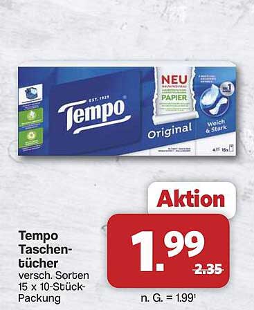 Tempo Taschenbücher versch. Sorten 15 x 10-Stück-Packung