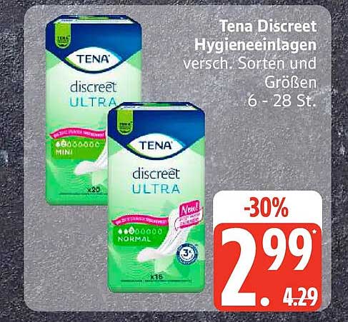 Tena Discreet Hygieneeinlagen versch. Sorten und Größen 6 - 28 St.