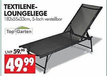 TEXTILENE-LOUNGELIEGE 182x55x33cm, 5-fach verstellbar