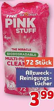THE starDrops PINK STUFF THE MIRACLE BIODEGRADABLE MULTI-PURPOSE CLEANER 72 Stück Allzweck-Reinigungstücher