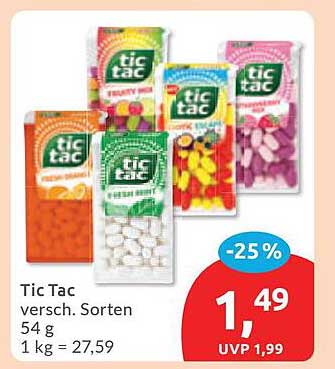 Tic Tac versch. Sorten 54 g 1 kg = 27,59