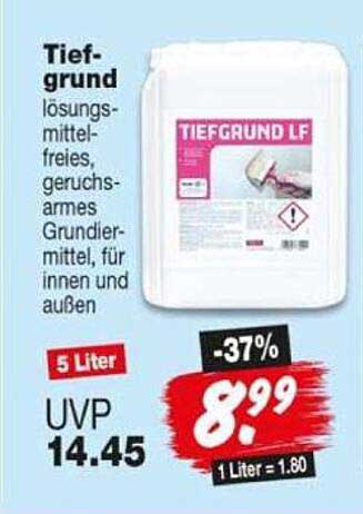 Tiefgrund lösungsmittelfreies, geruchsarmes Grundiermittel, für innen und außen