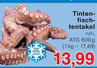 Tintenfischtentakel roh, ATG 800 g (1kg = 17,49)