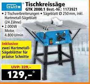 Tischkreissäge GTK 2000.1 Best.-Nr.: 1173921