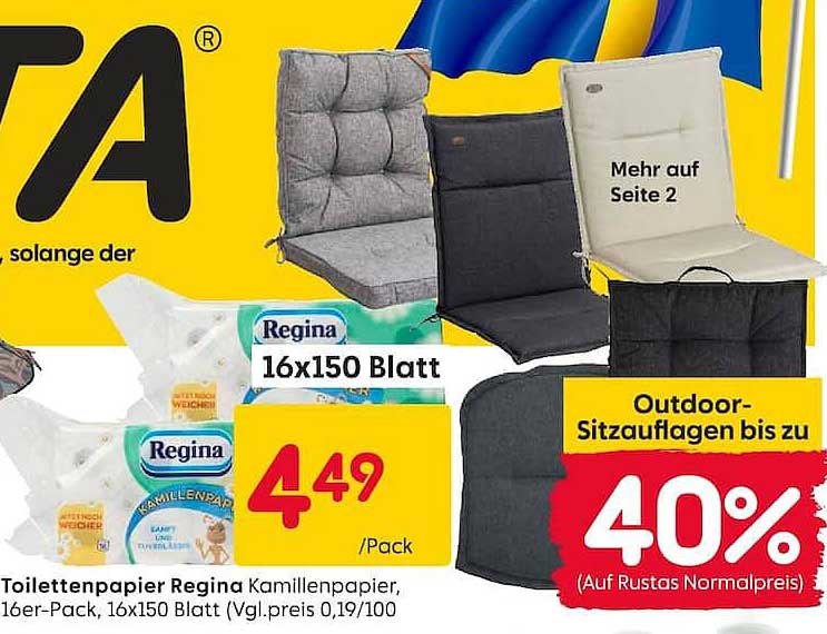 Toilettenpapier Regina Kamillenpapier, 16er-Pack, 16x150 Blatt
