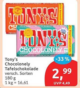 Tony's Chocolonely Tafelschokolade versch. Sorten 180 g