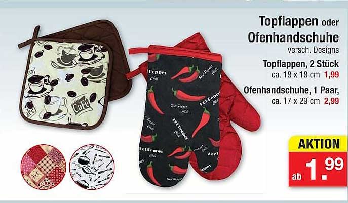 Topflappen oder Ofenhandschuhe