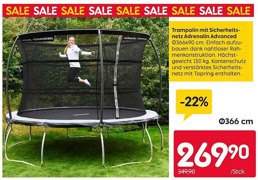 Trampolin mit Sicherheitsnetz Adrenalin Advanced Ø366x90 cm