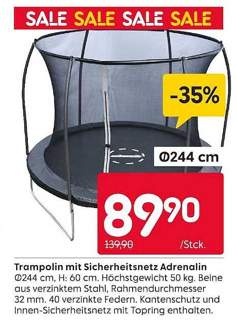 Trampolin mit Sicherheitsnetz Adrenalin