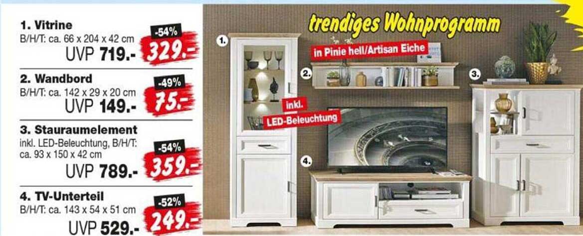 trendiges Wohnprogramm in Pinie hell/Artisan Eiche