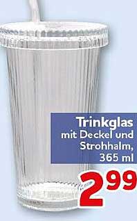 Trinkglas mit Deckel und Strohhalm, 365 ml