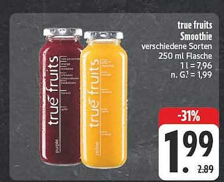 true fruits Smoothie verschiedene Sorten 250 ml Flasche