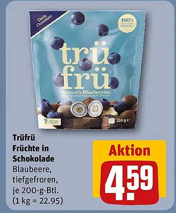 Trüfrü Früchte in Schokolade Blaubeere, tiefgefroren, je 200-g-Btl. (1 kg = 22,95)