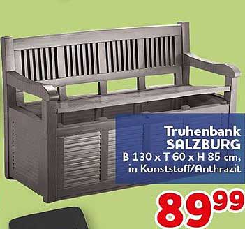Truhenbank SALZBURG B 130 x T 60 x H 85 cm, in Kunststoff/Anthrazit