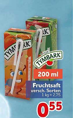 TYMBARK 200 ml Fruchtsaft versch. Sorten 1 kg = 2,75