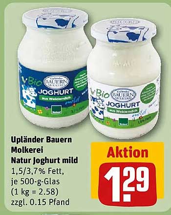Upländer Bauern Molkerei Natur Joghurt mild