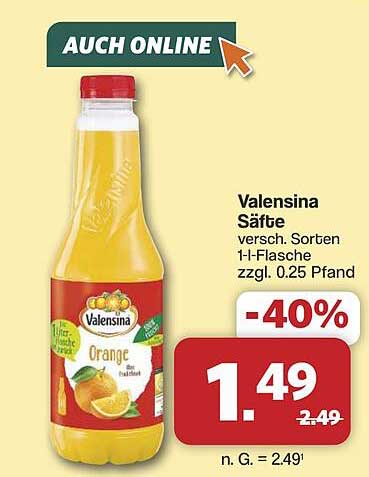Valensina Säfte versch. Sorten 1-l-Flasche zzgl. 0.25 Pfand