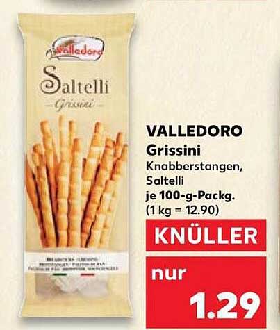 VALLEDORO Grissini Knabberstangen, Saltelli je 100-g-Packg. (1 kg = 12.90)