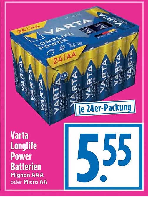 Varta Longlife Power Batterien Mignon AAA oder Micro AA