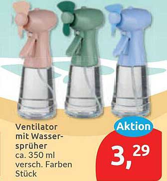 Ventilator mit Wassersprüher ca. 350 ml versch. Farben Stück