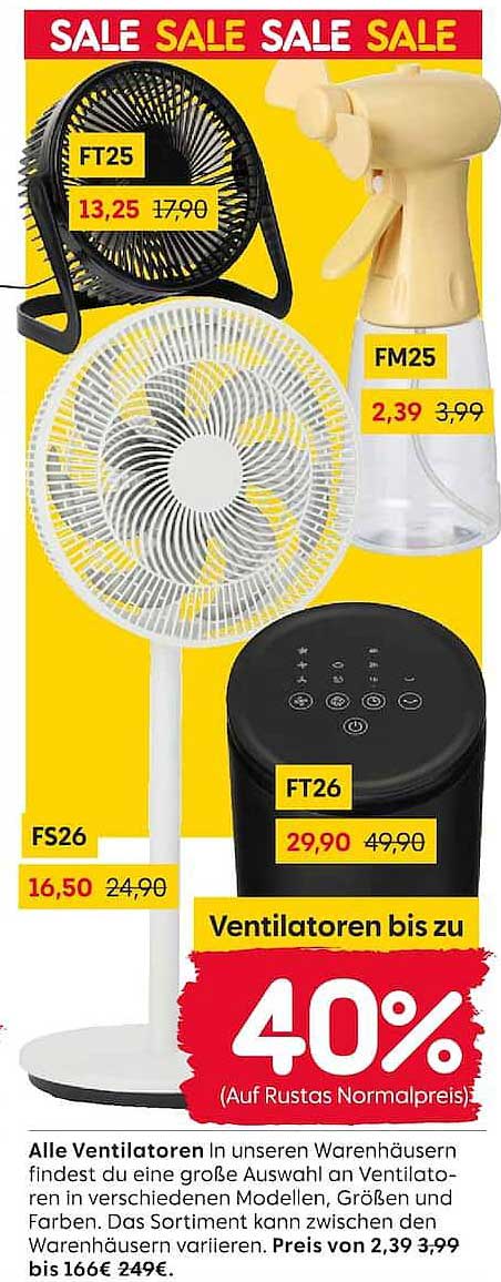 Ventilatoren bis zu 40%