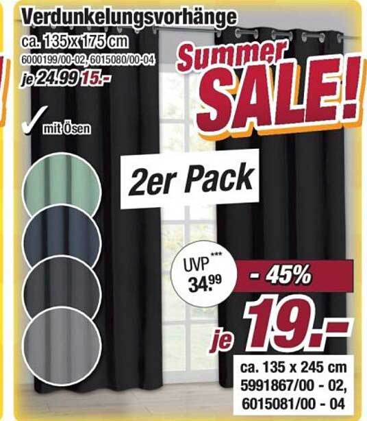 Verdunkelungsvorhänge 2er Pack