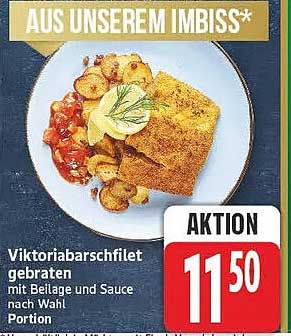Viktoriabarschfilet gebraten mit Beilage und Sauce nach Wahl Portion