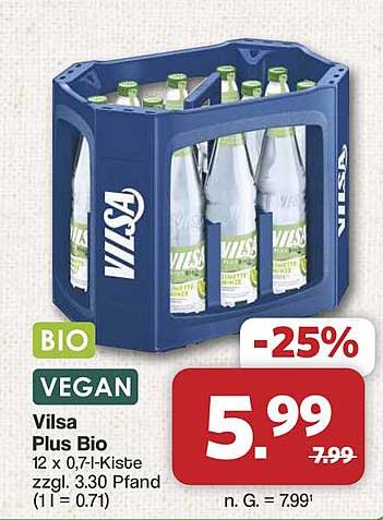 Vilsa Plus Bio 12 x 0,7-l-Kiste zzgl. 3,30 Pfand (1 l = 0,71)