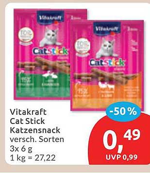 Vitakraft Cat Stick Katzensnack Versch. Sorten 3x 6 g 1 kg = 27,22