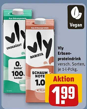 Vly Erbsenproteindrink, versch. Sorten, je 1-l-Pckg.