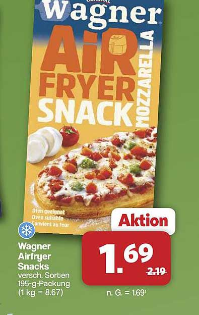 Wagner Airfryer Snacks versch. Sorten 195-g-Packung (1 kg = 8,67)