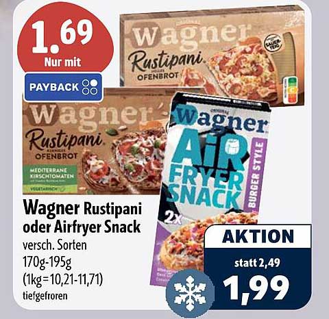 Wagner Rustipani oder Airfryer Snack versch. Sorten 170g-195g (1kg=10,21-11,71) tiefgefroren