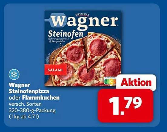 Wagner Steinofenpizza oder Flammkuchen versch. Sorten 320-380-g-Packung (1 kg ab 4.71)