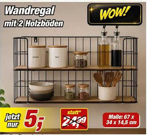 Wandregal mit 2 Holzböden