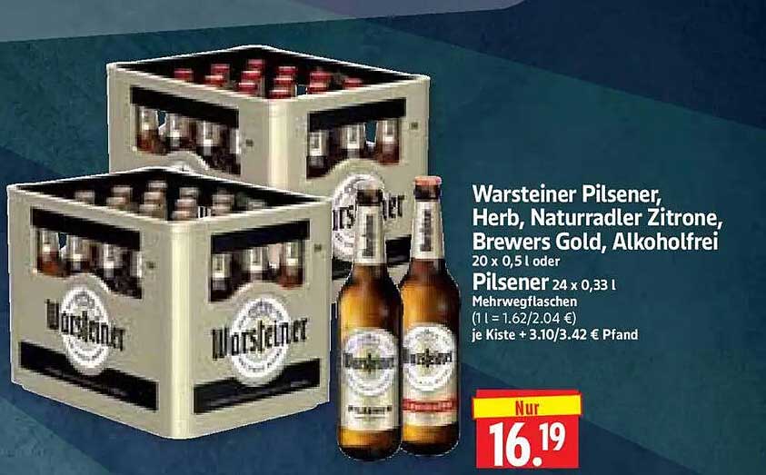Warsteiner Pilsener, Herb, Naturradler Zitrone, Brewers Gold, Alkoholfrei
