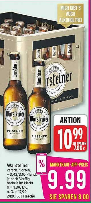 Warsteiner versch. Sorten, +3,42/3,10 Pfand, 24x0,310 Flasche