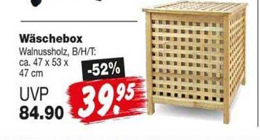 Wäschebox Walnussholz, B/H/T: ca. 47 x 53 x 47 cm