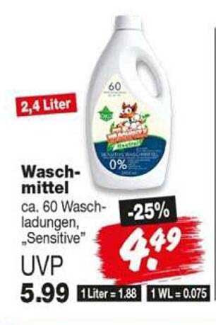 Waschmittel ca. 60 Waschgänge, „Sensitive“