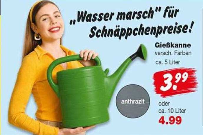 „Wasser marsch“ für Schnäppchenpreise! Gießkanne versch. Farben ca. 5 Liter