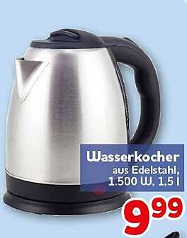 Wasserkocher aus Edelstahl, 1.500 W, 1,5 l