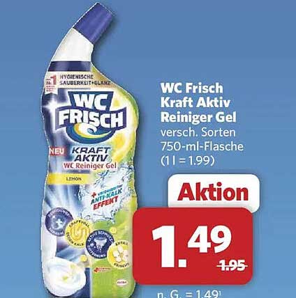 WC Frisch Kraft Aktiv Reiniger Gel versch. Sorten 750-ml-Flasche (1 l = 1.99)