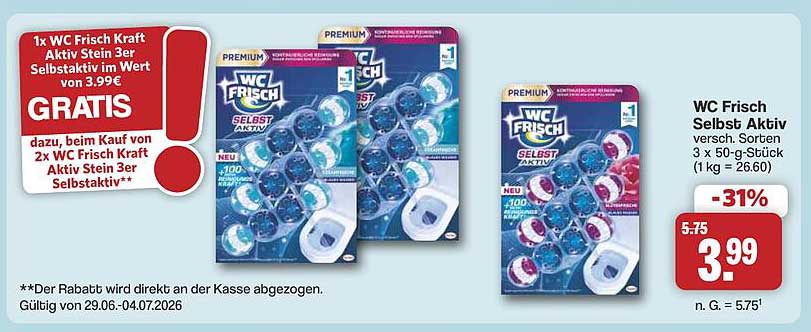 WC Frisch Selbst Aktiv versch. Sorten 3 x 50-g-Stück (1 kg = 26.60)