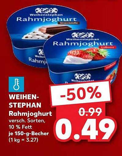 WEIHEN-STEPHAN Rahmjoghurt versch. Sorten, 10 % Fett je 150-g-Becher (1 kg = 3.27)