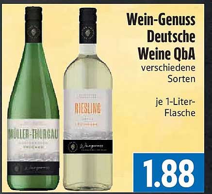 Wein-Genuss Deutsche Weine QbA verschiedene Sorten je 1-Liter-Flasche
