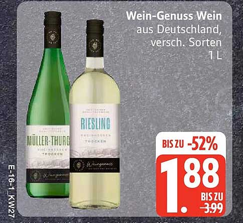 Wein-Genuss Wein aus Deutschland, versch. Sorten 1 L