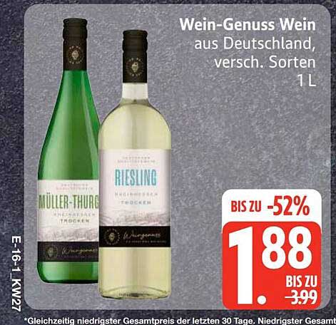 Wein-Genuss Wein aus Deutschland, versch. Sorten 1L
