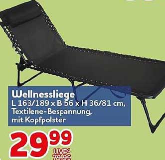 Wellnessliege L 163/189 x B 56 x H 36/81 cm, Textilene-Bespannung, mit Kopfpolster
