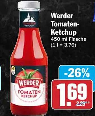 Werder Tomaten-Ketchup 450 ml Flasche (1 l = 3.76)