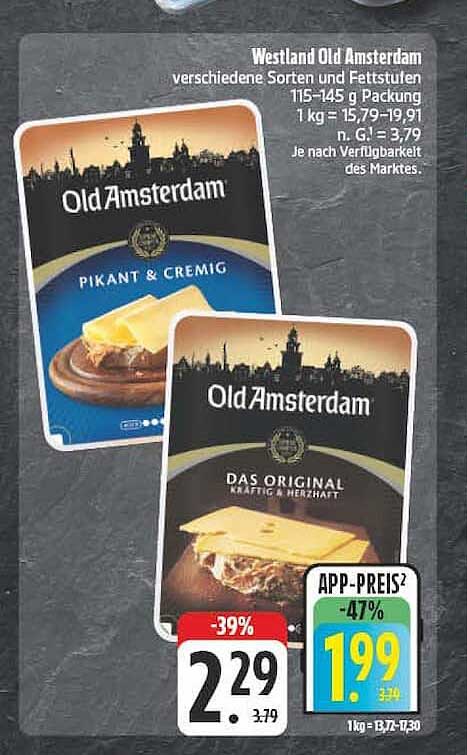 Westland Old Amsterdam verschiedene Sorten und Fettstufen